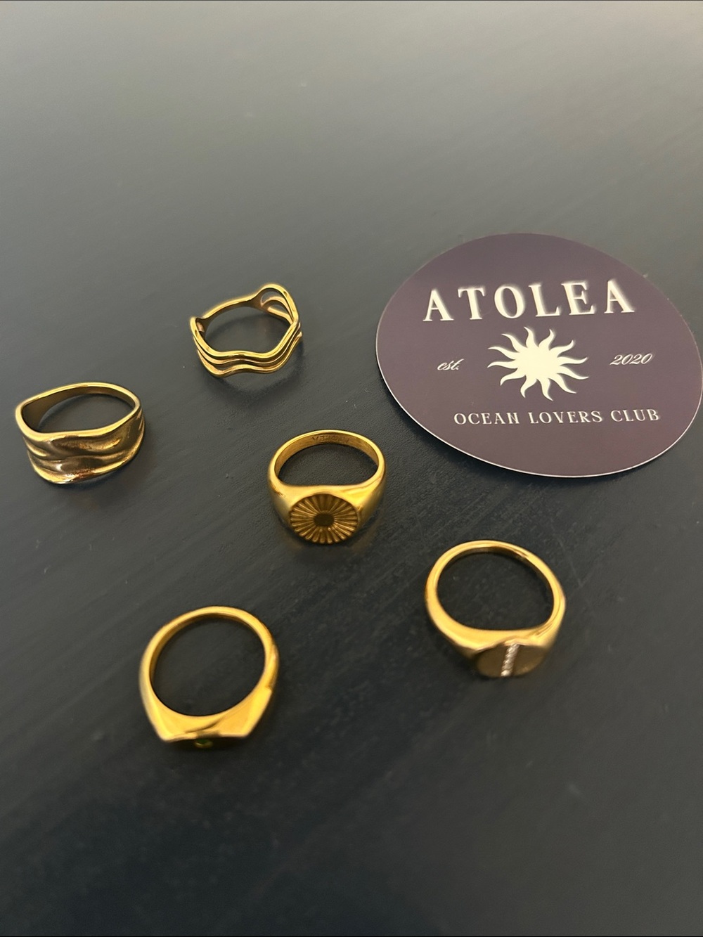 ATOLEA Gold Ring Set for Women 5 Piece Stackable Rings sizes 5-7